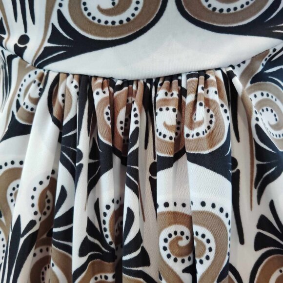 IODICE Brazilian Silky Halter Dress Geometric Tan White Black  Size Small  EUC - Picture 6 of 8